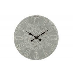 Horloge Murale Ã˜ 74 Cm Orientale MÃ©tal Gris Effet Blanchi