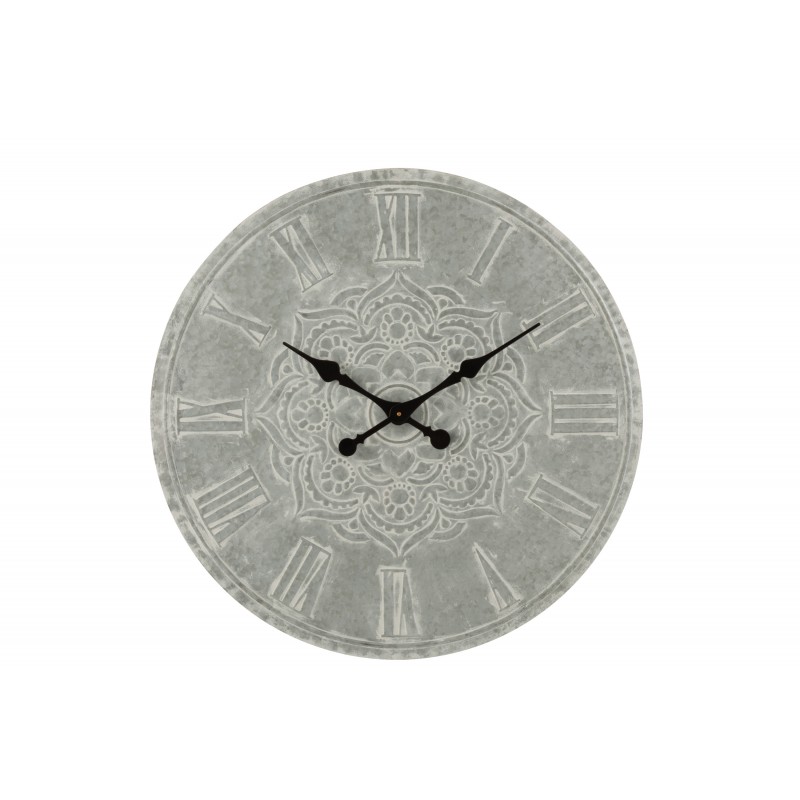 Horloge Murale Ø 74 Cm Orientale Métal Gris Effet Blanchi