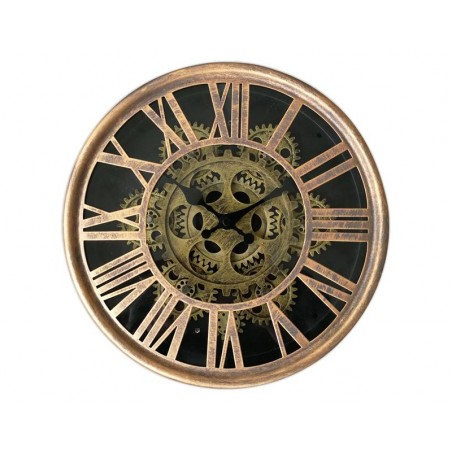 Horloge Murale Ø 25 Cm Mécanisme Apparent Doré