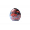 Vase Rond Motif Coquelicot Rouge 26,5 Cm En Céramique Peint A La Main
