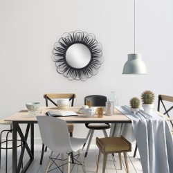 Miroir Flora Ø 65 Cm En Bambou Noir