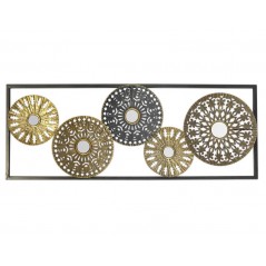 Déco Murale 28 Cm x 74 Cm Disques Avec Miroirs Doré/Marron/Gris