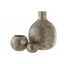 Vase Forme Boule En Verre Teinté Gris/Grège 44 Cm
