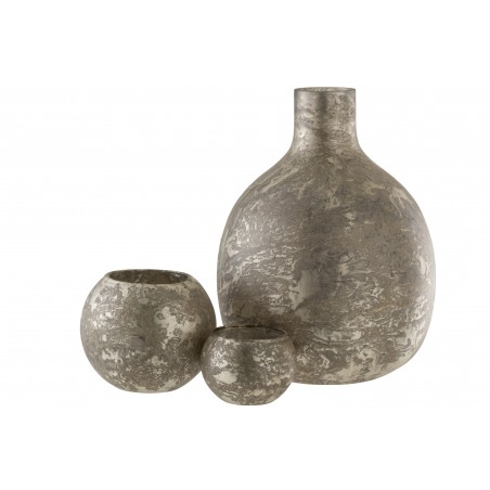 Vase Forme Boule En Verre Teinté Gris/Grège 44 Cm