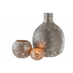 Vase Boule Gris/Grège 44 Cm En Verre Teinté