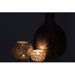 Vase Design En Verre Teinté Gris/Grège 44 Cm Forme Boule