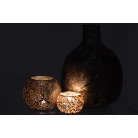 Vase Design En Verre Teinté Gris/Grège 44 Cm Forme Boule