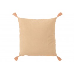 Coussin En Coton Avec Pompons Et Broderies Pamplemousse