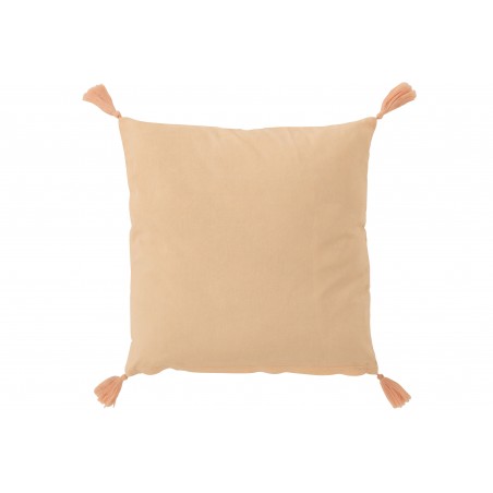Coussin En Coton Avec Pompons Et Broderies Pamplemousse