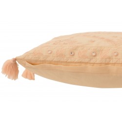 Coussin En Coton Avec Pompons Et Broderies Pamplemousse