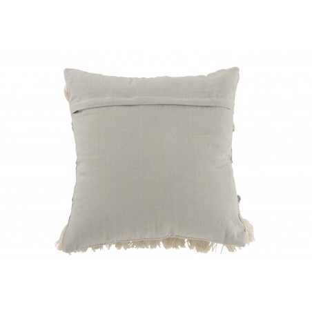 Coussin En Coton Avec Franges Et Boules Vert Clair & Écru