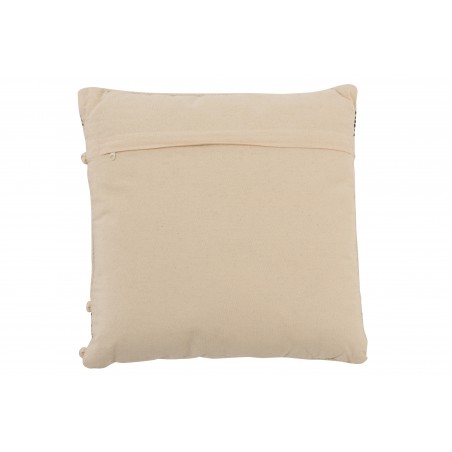 Coussin En Coton Avec Broderies Et Franges Noir & Blanc