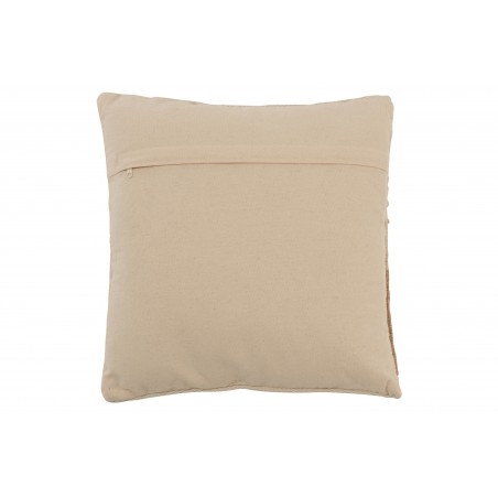 Coussin En Coton Avec Broderies Et Franges Ivoire & Marron