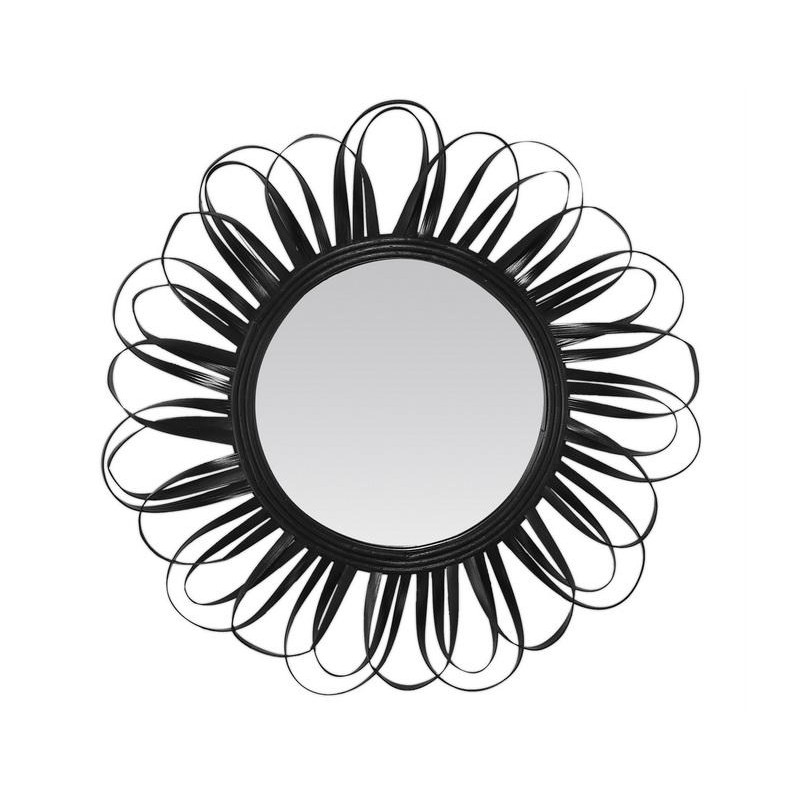 Miroir Flora Ø 65 Cm En Bambou Noir