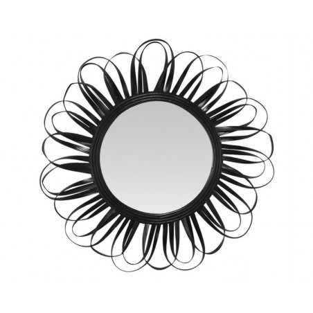 Miroir Flora Ø 65 Cm En Bambou Noir