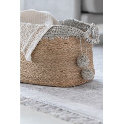 Set De 2 Paniers Déco Ovales En Rotin Naturel & Gris Clair