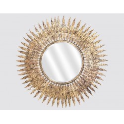 Miroir Soleil Ø 63 Cm En Métal Doré Feuilles