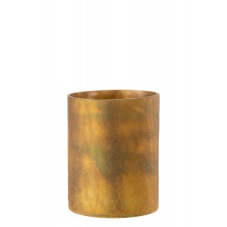 Photophore Cylindrique En Verre Ocre 20 Cm