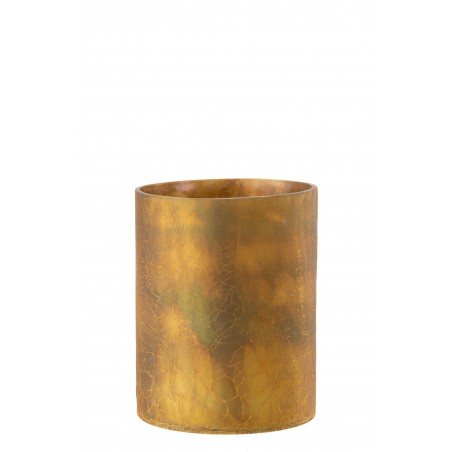 Photophore Cylindrique En Verre Ocre 20 Cm