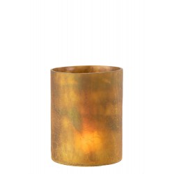 Photophore Cylindrique En Verre Ocre 20 Cm