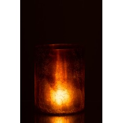 Photophore Cylindrique En Verre Ocre 20 Cm