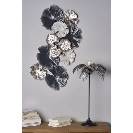 Déco Murale 90,2 Cm X 49,5 Cm Composition De Fleurs Gris/Beige/Argent