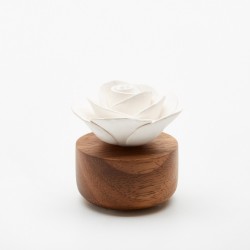 Gardénia Du Laos - Diffuseur De Parfum En Bois Et Céramique Blanche