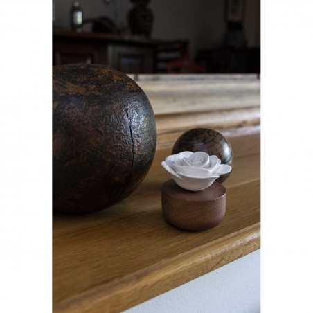 Gardénia Du Laos - Diffuseur De Parfum En Bois Et Céramique Blanche