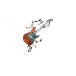 Déco Murale 89 Cm X 49,5 Cm Guitare Colorée & Partitions