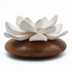 Jade Du Tibet - Diffuseur De Parfum En Bois Et Céramique Blanche