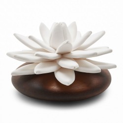 Lotus Des Indes - Diffuseur De Parfum En Bois Et Céramique Blanche