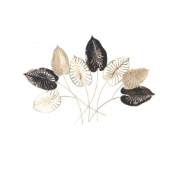 Déco Murale 96,5 Cm X 65,5 Cm Feuilles De Songe Noir & Or