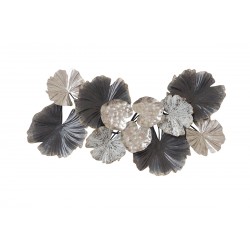 Déco Murale 90,2 Cm X 49,5 Cm Composition De Fleurs Gris/Beige/Argent