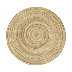 Tapis Jute Rond Tie-Die Beige & Naturel Diamètre 140 Cm