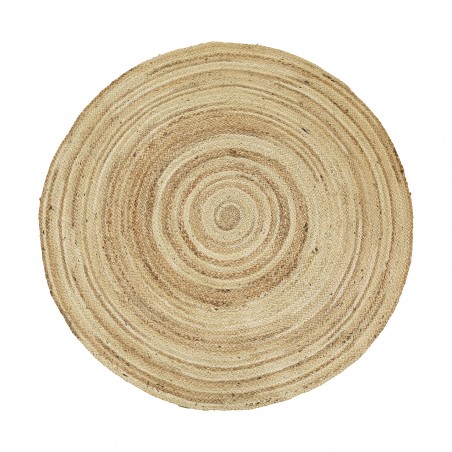 Tapis Jute Rond Tie-Die Beige & Naturel Diamètre 140 Cm