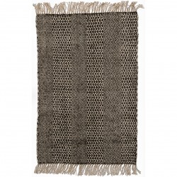 Tapis En Jute & Coton Bohème Noir & Naturel 180 Cm X 120 Cm