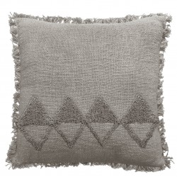 Coussin Hoggar Carré Coton Brut Tufté Gris