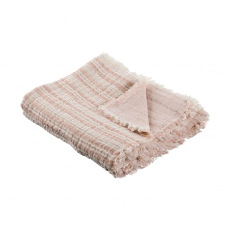 Plaid Célestine Réversible Gaze De Coton Rayures Matelas Pétale
