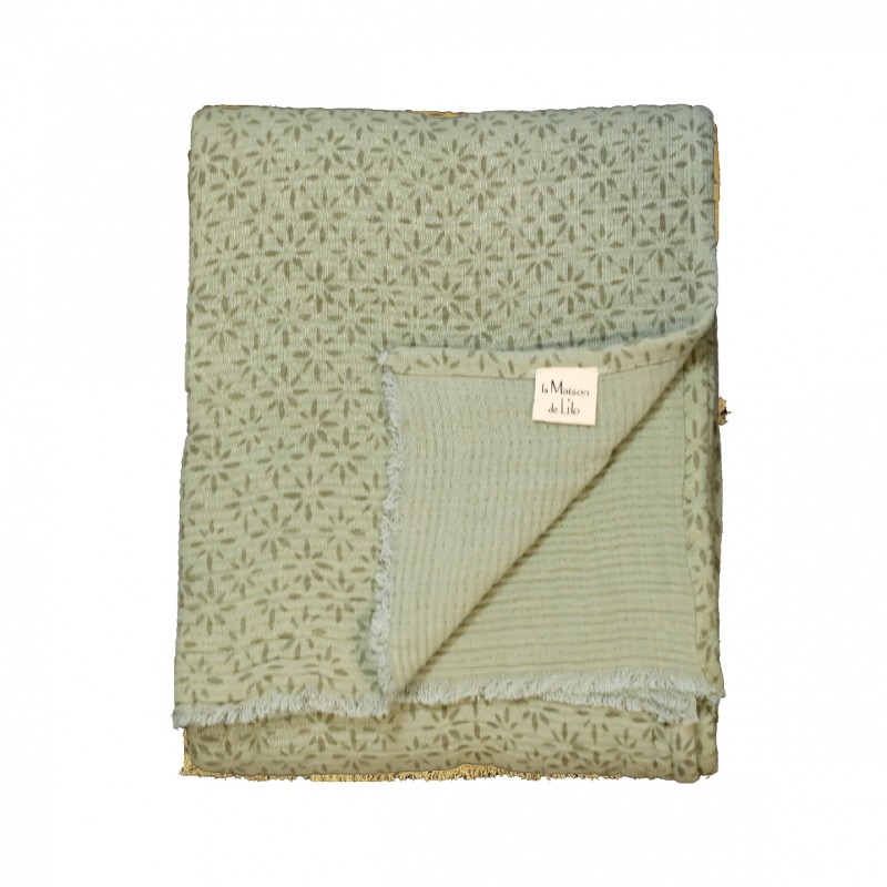 Plaid Louison Gaze De Coton Molletonnée Celadon