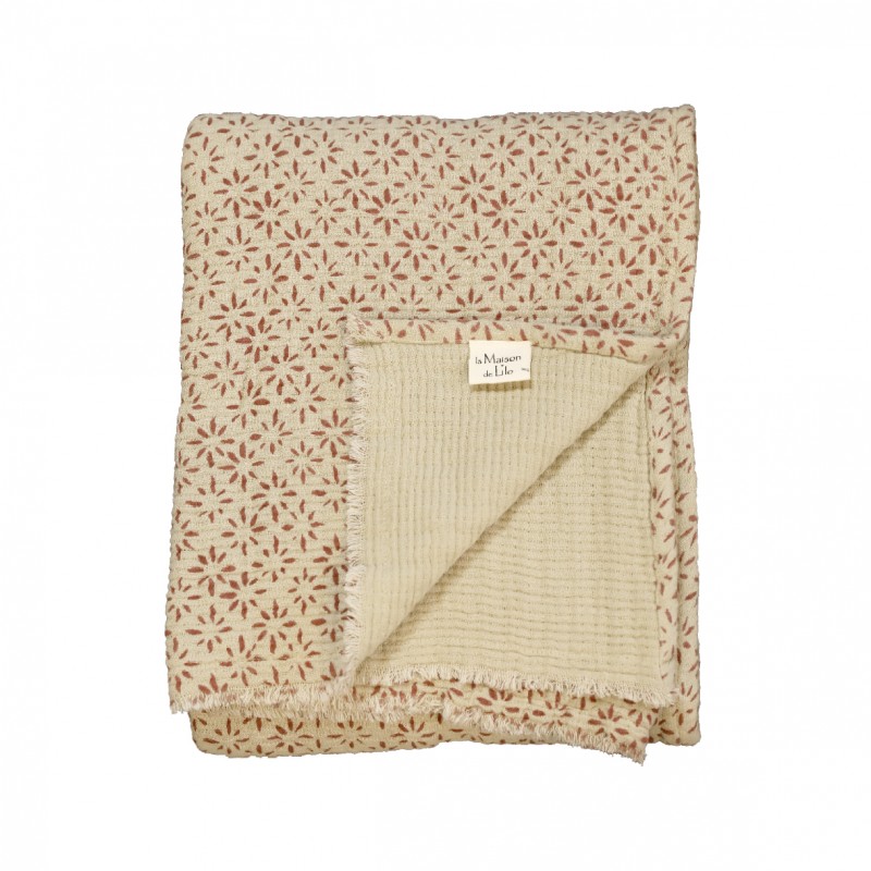 Plaid Louison Gaze De Coton Molletonnée Beige