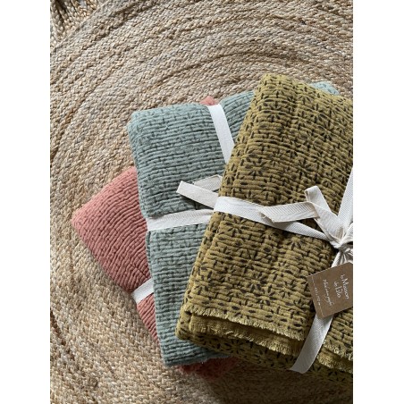 Plaid Louison Gaze De Coton Molletonnée Beige