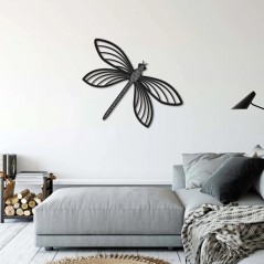 Déco Murale Libellule Bois De Valchromat Noir 49 X 74,4 Cm