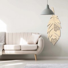 Déco Murale Plume En Bois De Hêtre 35,5 X 88 Cm