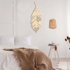 Déco Murale Plume En Bois De Hêtre 35,5 X 88 Cm