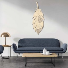 Déco Murale Plume En Bois De Hêtre 35,5 X 88 Cm