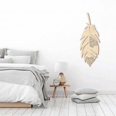 Déco Murale Plume En Bois De Hêtre 35,5 X 88 Cm