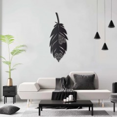 Déco Murale Plume En Bois De Valchromat Noir 32,5 X 88 Cm