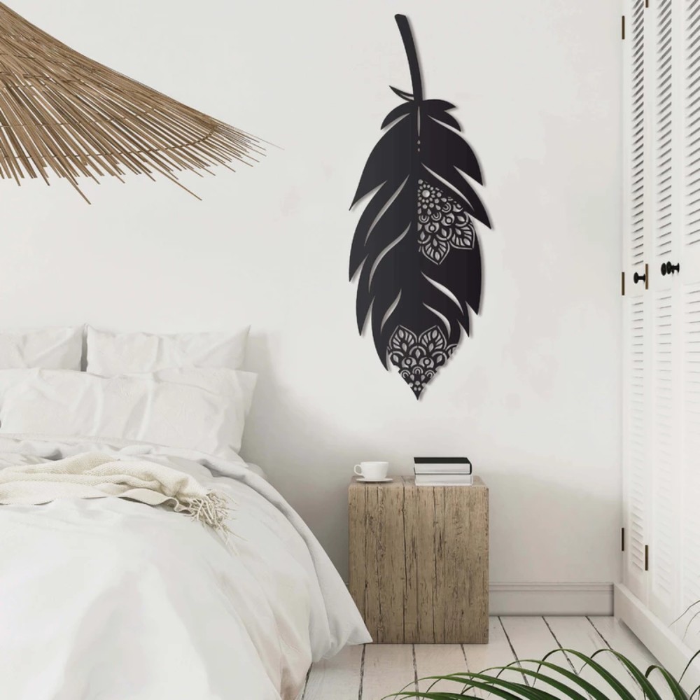 Déco Murale Plume En Bois De Valchromat Noir - Les Rêves de Florine