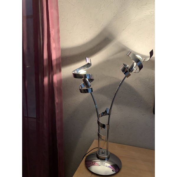 Lampe Double Ruban En Métal Chromé