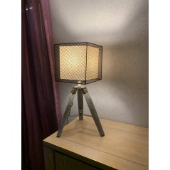 Lampe Sur Trépied Bois Blanchi